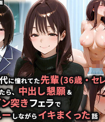 ぬるぬるアニメ【学生時代に憧れてた先輩（36歳・セレブ妻）を家に誘ったら、中出し懇願＆喉奥ガン突きフェラでオナニーしながらイキまくった話】熟女❤評価5.00