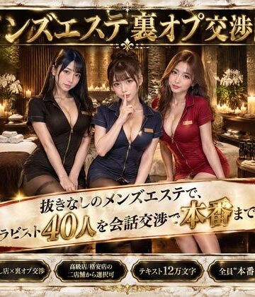 流出保管庫【メンズエステ裏オプ交渉師〜抜きなしの店で、セラピスト40人を本番まで落とす〜】人妻・主婦❤評価